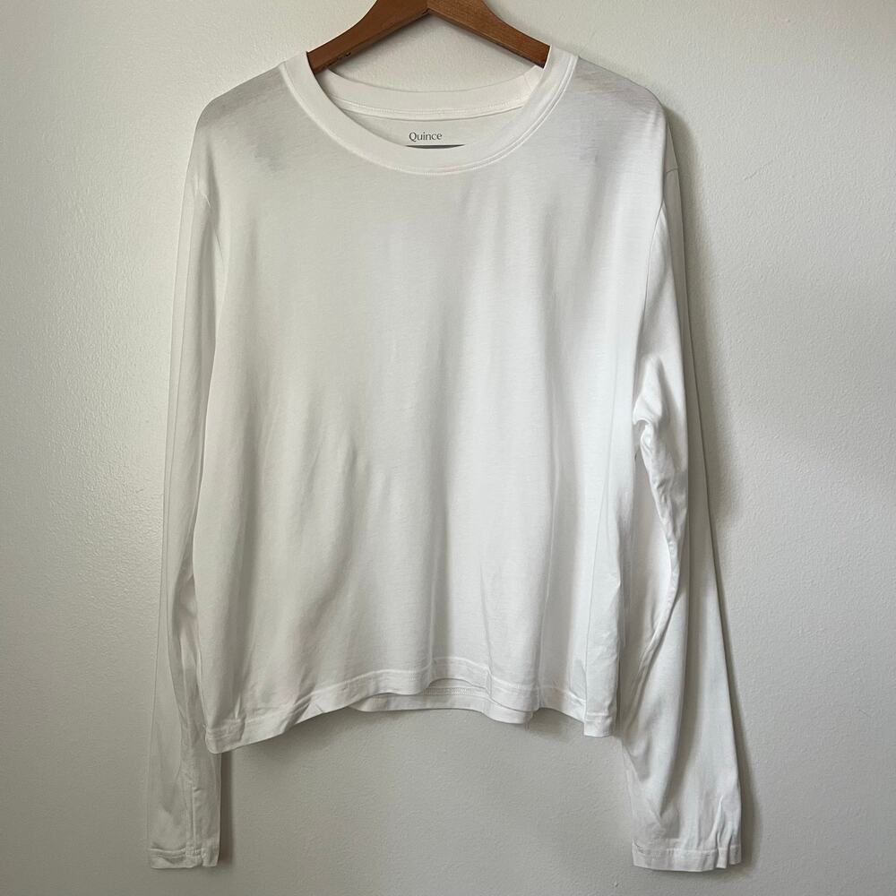 Quince Cotton Modal Relaxed Long Sleeve White Tee